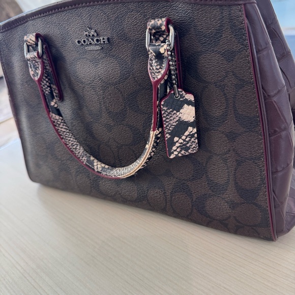 Coach Dark Brown and Burgundy Satchel - Picture 2 of 9